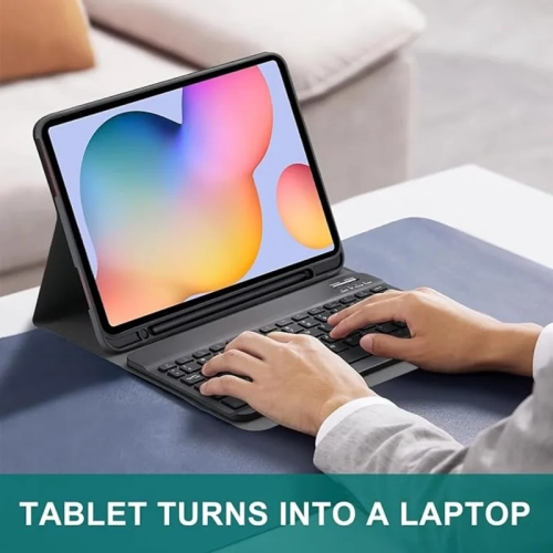 Keyboard Case for Samsung Galaxy Tab S6 Lite 10.4'' - Detachable Wireless Keyboard, Smart Cover with S Pen Holder (Black)