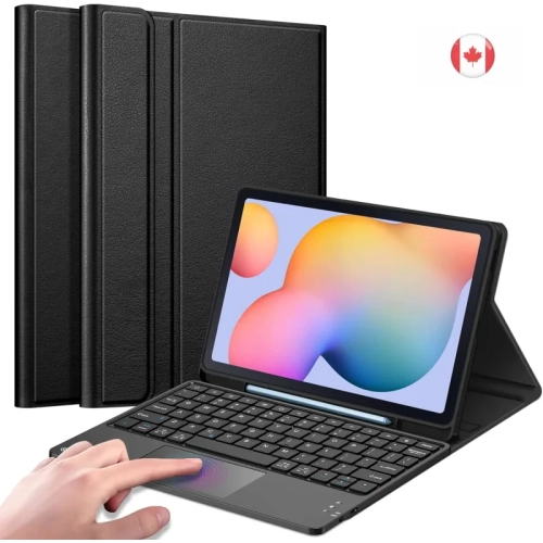 Keyboard Case for Samsung Galaxy Tab S6 Lite 10.4" - Soft TPU Back Cover, Built-in Trackpad, Detachable Wireless Bluetooth Keyboard (Black)