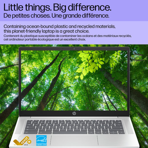 HP 14" Chromebook - Glacier Silver (Intel N-series N100/4GB RAM/128GB SSD/Chrome OS)