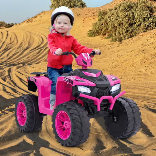 Gymax Kids Ride-On ATV 24V Battery Powered Electric Vehicle w/ Wireless Connection Music Radio