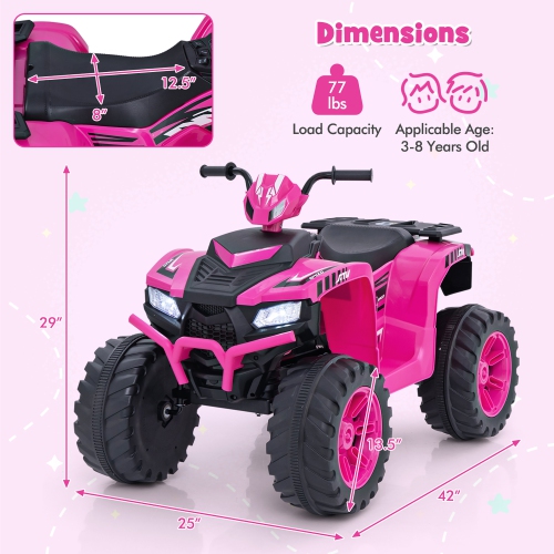 Gymax Kids Ride-On ATV 24V Battery Powered Electric Vehicle w/ Wireless Connection Music Radio