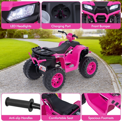 Gymax Kids Ride-On ATV 24V Battery Powered Electric Vehicle w/ Wireless Connection Music Radio