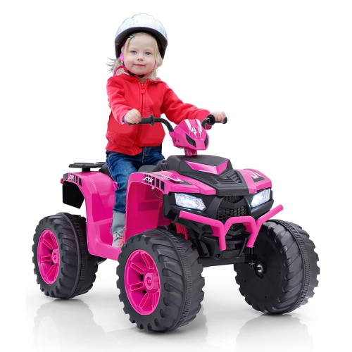 Gymax Kids Ride-On ATV 24V Battery Powered Electric Vehicle w/ Wireless Connection Music Radio