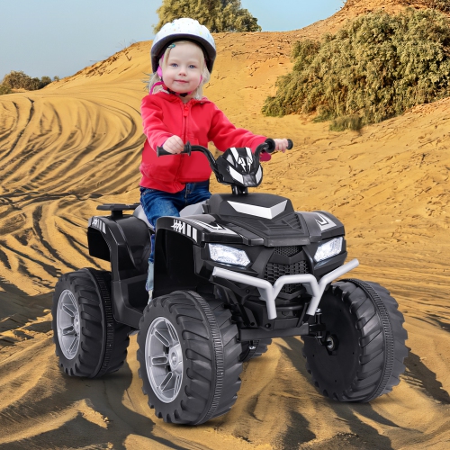 Gymax Kids Ride-On ATV 24V Battery Powered Electric Vehicle w/ Wireless Connection Music Radio