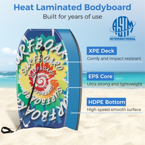 Gymax 41'' Lightweight Body Board w/ EPS Core XPE Deck HDPE Bottom Crescent Tail