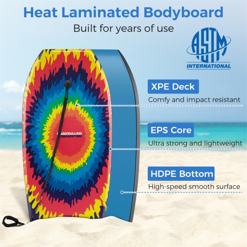 Gymax 33'' Lightweight Body Board w/ EPS Core XPE Deck HDPE Bottom Crescent Tail