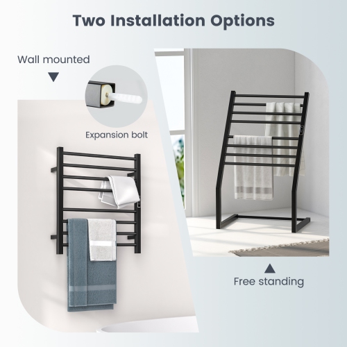 Costway 2-in-1 Towel Warmer Rack Freestanding Wall Mounted with LED Display Built-in Timer