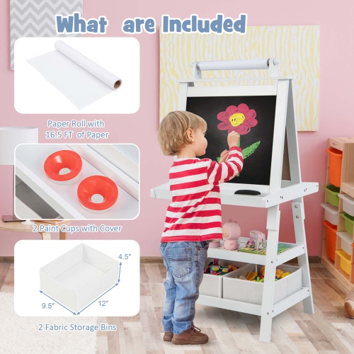 Costway 3 in 1 Double-Sided Wooden Kid's Art Easel Whiteboard