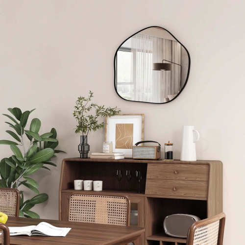 Costway Irregular Wall Mirror 29.5" x27.5" Metal Frame Asymmetrical Mirror