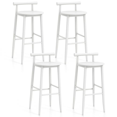 Gymax Bar Height Stools Set of 4 Bar Chair w/ Acacia Wood Frame Supporting Legs