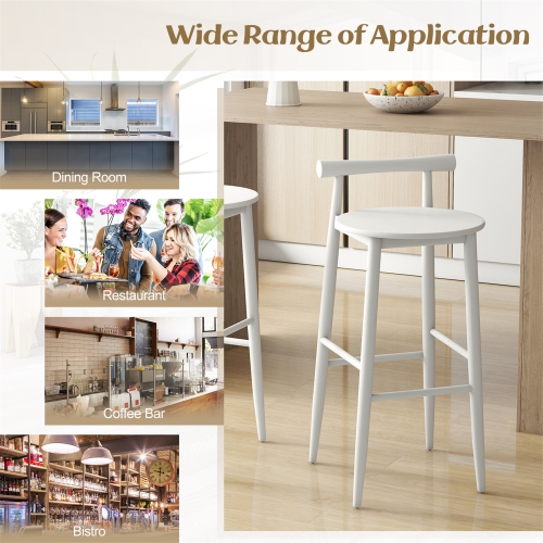 Gymax Bar Height Stools Set of 4 Bar Chair w/ Acacia Wood Frame Supporting Legs