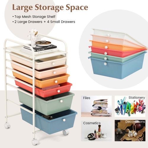 Costway 6 Drawer Rolling Storage Cart Scrapbook Paper Office Organizer