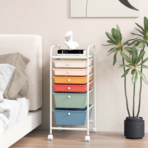 Costway 6 Drawer Rolling Storage Cart Scrapbook Paper Office Organizer