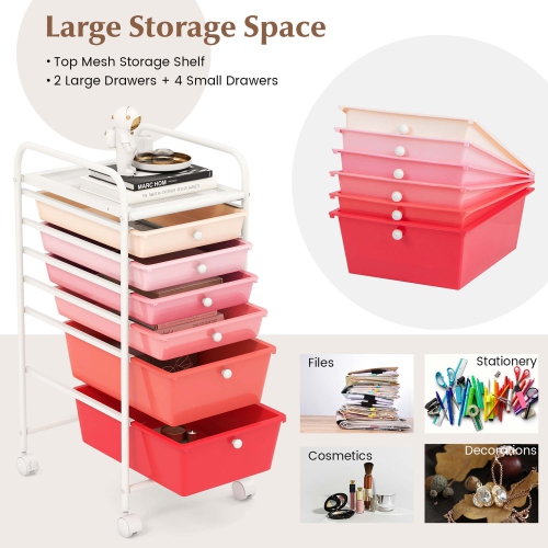 Costway 6 Drawer Rolling Storage Cart Scrapbook Paper Office Organizer