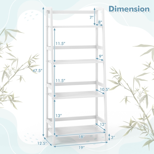 Costway Multifunctional 4 Shelf Bamboo Bookcase Ladder Plant Flower Stand Rack Storage