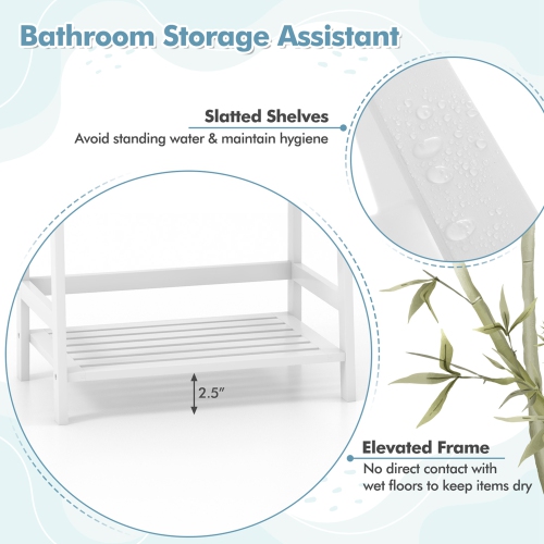 Costway Multifunctional 4 Shelf Bamboo Bookcase Ladder Plant Flower Stand Rack Storage
