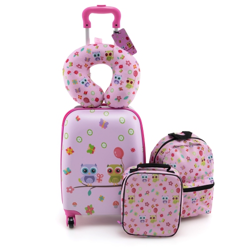 Ensemble de 5 valises pour enfants avec sac à dos à roulettes pour sac-repas de Costway