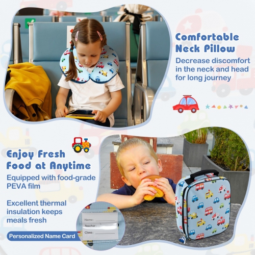 Ensemble de 5 valises pour enfants avec sac à dos à roulettes pour sac-repas de Costway