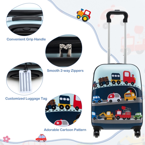 Ensemble de 5 valises pour enfants avec sac à dos à roulettes pour sac-repas de Costway