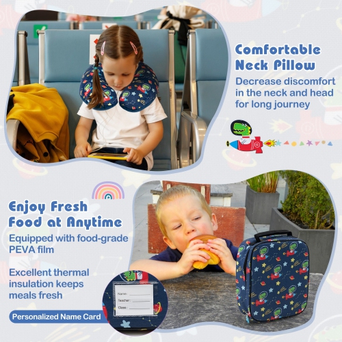 Ensemble de 5 valises pour enfants avec sac à dos à roulettes pour sac-repas de Costway