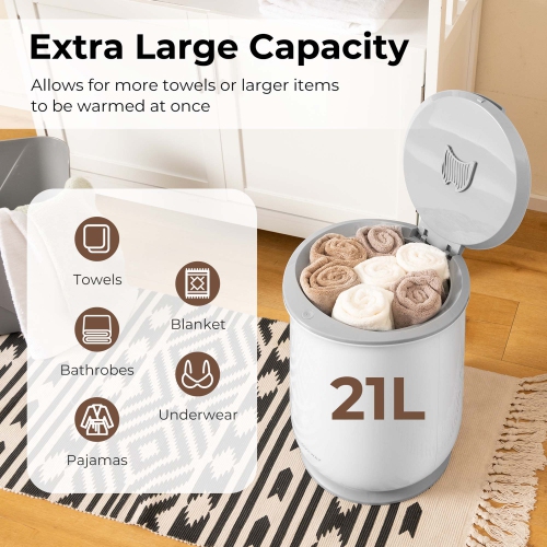 Chauffe-serviette 21 L de Costway pour salle de bain avec couvercle rabattable et arrêt automatique