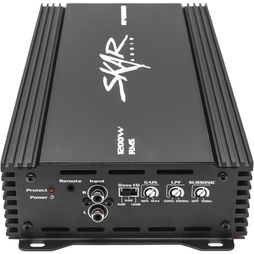 Skar Audio ‎40.64 x 15.24 x 6.35 cm Monoblock Class D Mosfet Amplifier RP-1200.1D with Remote Control Subwoofer Level Black