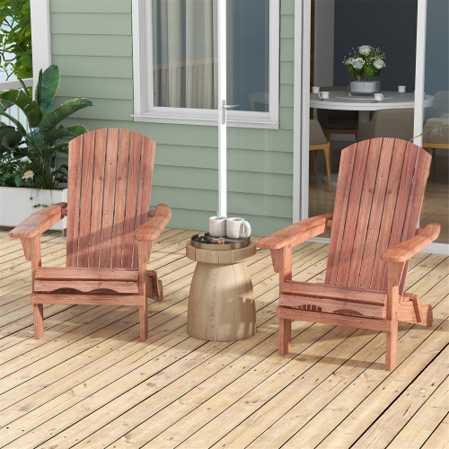 Gymax Folding Adirondack Chair Set of 2 w/ High Backrest & Wide Armrests Wooden