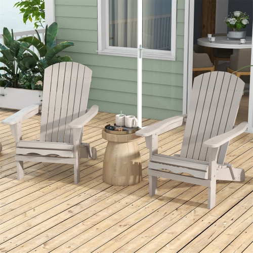 Gymax Folding Adirondack Chair Set of 2 w/ High Backrest & Wide Armrests Wooden