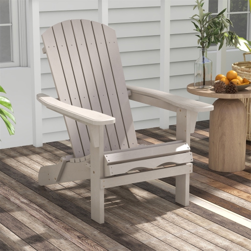 Gymax Folding Adirondack Chair Set of 2 w/ High Backrest & Wide Armrests Wooden