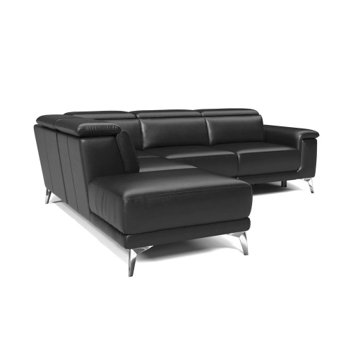 Valencia Pista Leather Reclining Sectional Sofa Left-Arm Chaise Black