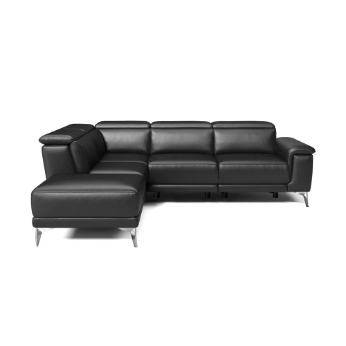 Valencia Pista Leather Reclining Sectional Sofa Left-Arm Chaise Black