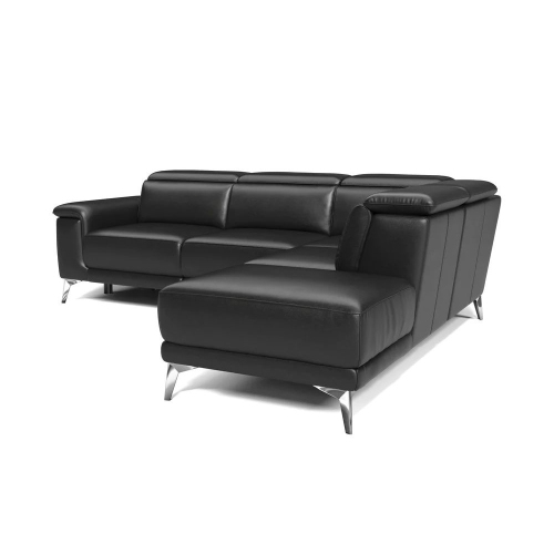 Valencia Pista Leather – sofa modulaire inclinable avec fauteuil à accoudoir droit, noir