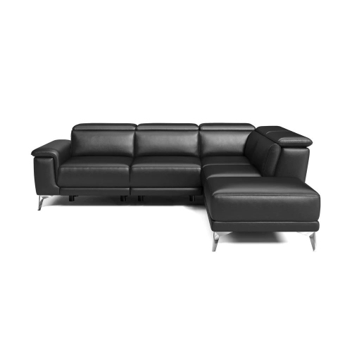 Valencia Pista Leather – sofa modulaire inclinable avec fauteuil à accoudoir droit, noir