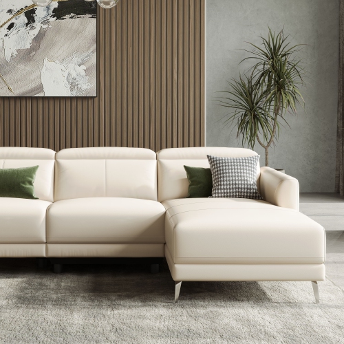 Valencia – sofa modulaire inclinable Andria, fauteuil droit, cuir, beige