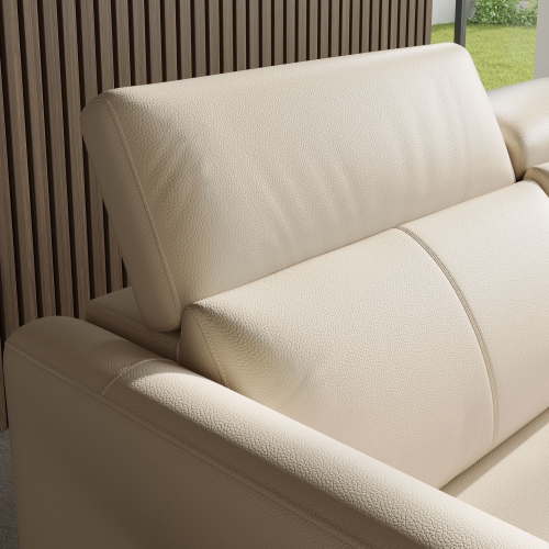 Valencia – sofa modulaire inclinable Andria, fauteuil droit, cuir, beige