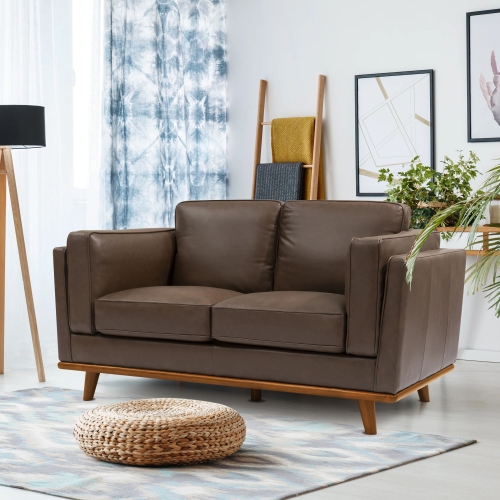 Causeuse en cuir Valencia Artisan, chocolat