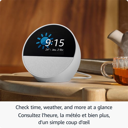 Réveille-matin intelligent Echo Spot d'Amazon avec Alexa - Noir