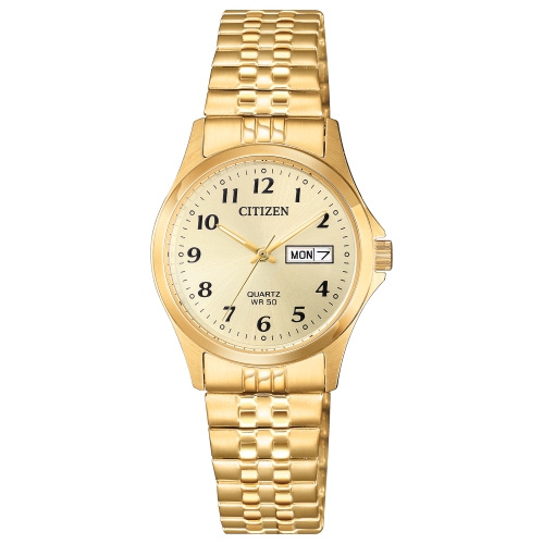 Citizen Ladies Quartz Japanese Quartz Watch 26mm Gold-Tone Stainless Steel Case and Expansion with Champagne Dial