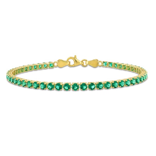 4.59 Carat Lab-Created Emerald Tennis Bracelet in Yellow Plated Sterling Silver (7.25 Inches)