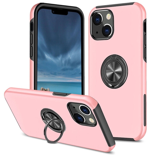 [CS] Hybrid Magnetic Kickstand Invisible Ring Case Cover for iPhone 12 Pro, Rose Gold