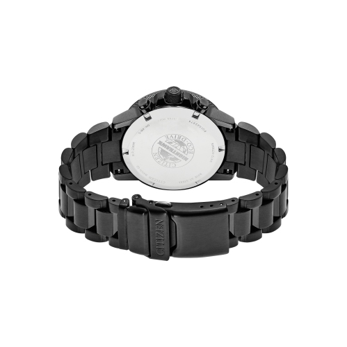 Montre pour hommes Nighthawk japonaise Eco-Drive 42 mm de Citizen avec boîtier et bracelet en inox noir et cadran noir