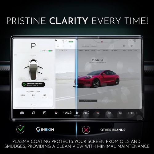 Protecteur d'écran Inskin pour Tesla Model 3 Highland 2024-verre trempé pour tableau de bord et écran arrière (8&nbsp;po), antireflet mat,