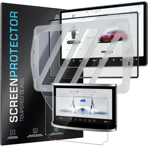 Inskin Screen Protector for Tesla Model X / Model S (2021-2024)-Glass Set for Dashboard (17 inch) & Rear Screen (8 inch), UHD Clear, Auto-Align,