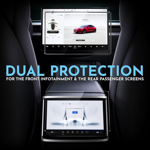 Inskin Screen Protector for Tesla Model X / Model S (2021-2024)-Glass Set for Dashboard (17 inch) & Rear Screen (8 inch), UHD Clear, Auto-Align,