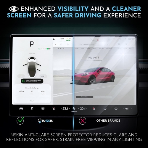 Inskin Screen Protector for Tesla Model 3 / Model Y (2020-2024)-Dashboard Touchscreen Glass, Matte Anti-Glare, Auto-Align, Anti-Fingerprint