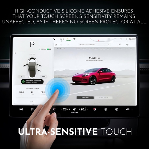 Inskin Screen Protector for Tesla Model 3 / Model Y (2020-2024)-Dashboard Touchscreen Glass, Matte Anti-Glare, Auto-Align, Anti-Fingerprint