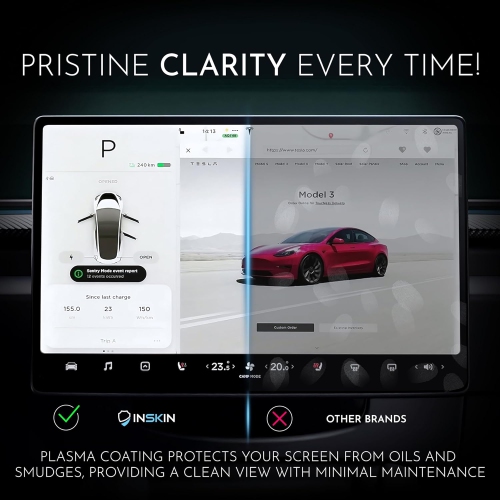 Inskin Screen Protector for Tesla Model 3 / Model Y (2020-2024)-Dashboard Touchscreen Glass, Matte Anti-Glare, Auto-Align, Anti-Fingerprint