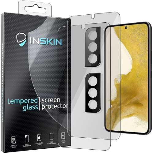INSKIN  Privacy Screen And HD Clear Camera Lens Protector for Samsung Galaxy S22 5G 6.1 Inch [2022]-2+2 Pack, Fingerprint Id Support, Anti Spy 9H