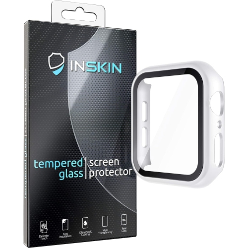 L’étui pour PC d’Inskin avec protecteur d’écran en verre trempé intégré convient aux Apple Watch Series 6/5/4/se 44&nbsp;mm.White.