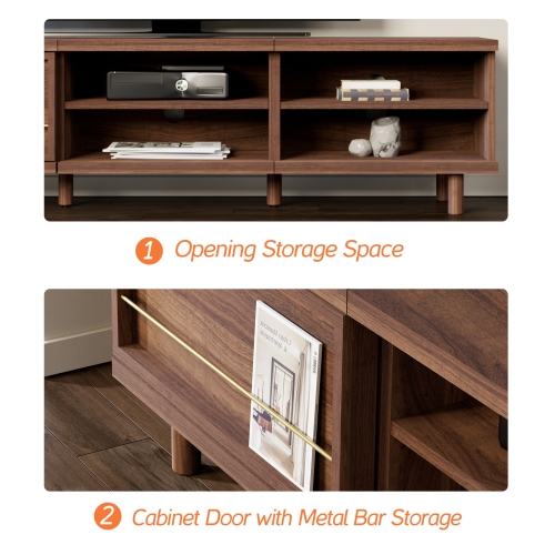 WAMPAT Modern 59" TV Stand for TVs up to 65 in, Wood TV Entertainment Center TV Console with Storage Cabinets &Shelves for Living Room Bedroom,